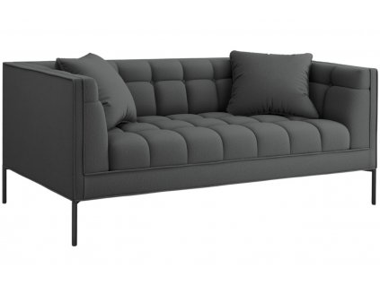 Sötétszürke szövet kétüléses kanapé MICADONI Karoo 185 cm fekete talppal