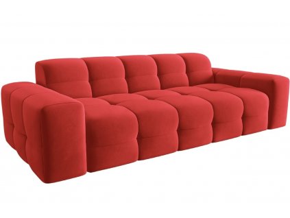 Piros bársony háromszemélyes kanapé MICADONI Kendal 222 cm