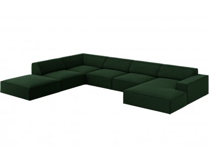 Palack zöld bársony "U" kanapé MICADONI Jodie 364 cm, bal