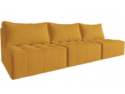 Mustársárga szövet háromszemélyes kanapé MICADONI Mike 240 cm