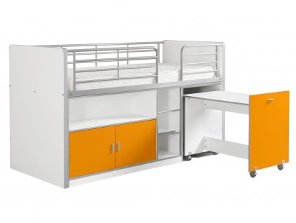 Narancssárga fa emeletes ágy asztallal és fiókos szekrénnyel Vipack Bonny 200 x 90 cm