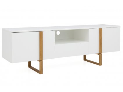 Fehér lakkozott fa TV asztal Tenzo Birka 177 x 43 cm 177 x 43 cm