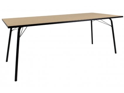 Tölgyfa étkezőasztal Tenzo Flow 200 x 90 cm fém talppal