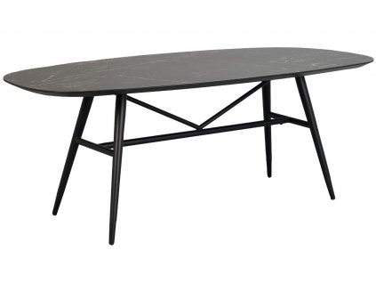 Fekete kerámia étkezőasztal ROWICO SPRINGDALE 200 x 98 cm