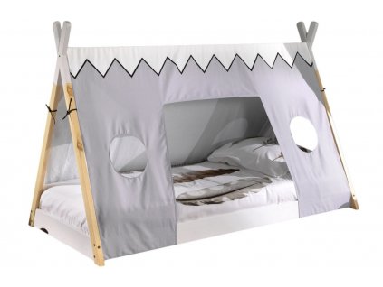 Fehér fenyő ágy Vipack Tipi 90 x 200 cm paravánnal