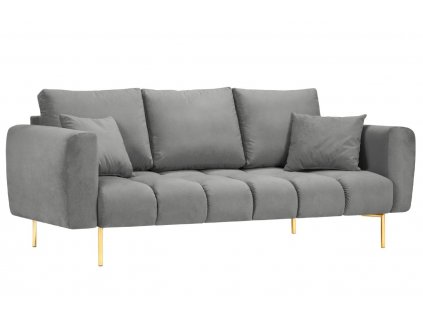 Szürke bársony háromszemélyes kanapé MICADONI MALVIN 220 cm