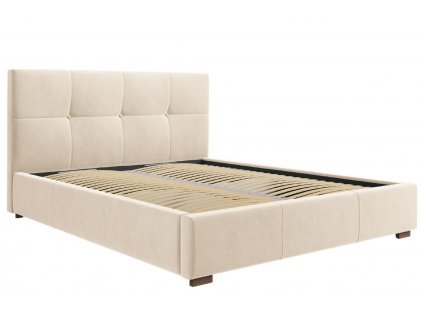 Bézs bársony ágy MICADONI SAGE 160 x 200 cm
