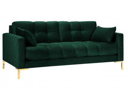 MICADONI MAMAIA 152 cm-es sötétzöld bársony kétüléses kanapé arany alappal