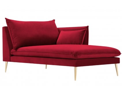 Piros bársony fotel MICADONI AGATE 165 cm, igazi arany alappal
