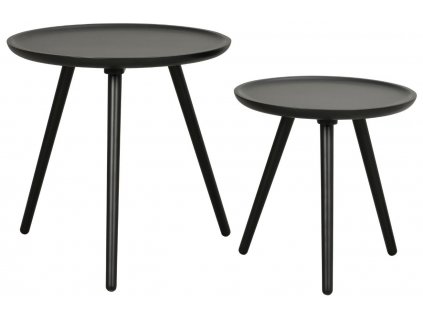 Két fekete lakkozott kisasztal készlet ROWICO DAISY 50/40 cm