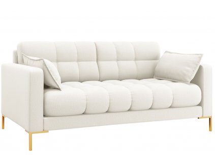 MICADONI MAMAIA 152 cm-es krémszínű szövet kétüléses kanapé arany alappal