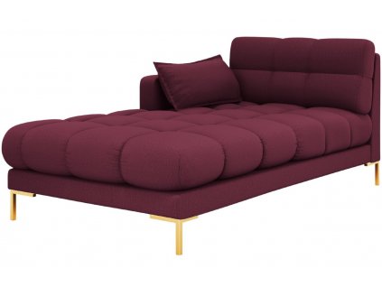 Piros szövet fotel MICADONI Mamaia 185 cm, arany alappal, bal