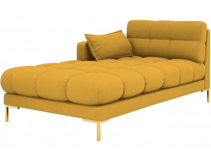 Sárga szövet fotel MICADONI Mamaia 185 cm, arany alappal, bal