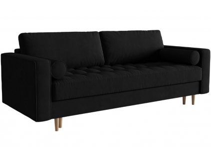 Fekete bársony háromszemélyes kanapéágy MICADONI Gobi 225 cm