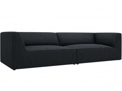 Fekete kordbársony négyüléses kanapé MICADONI Ruby 302 cm