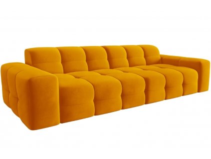 Mustársárga bársony négyszemélyes kanapé MICADONI Kendal 255 cm