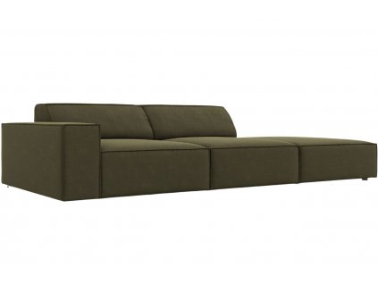 Zöld bársony háromszemélyes kanapé MICADONI Jodie 262 cm, jobb
