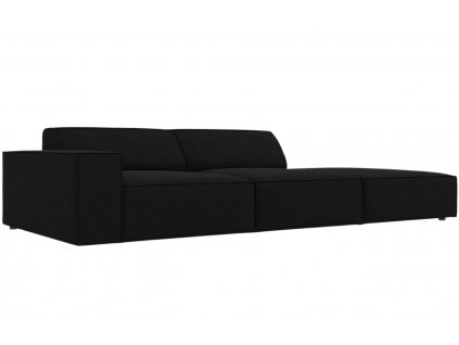 Fekete bársony háromszemélyes kanapé MICADONI Jodie 262 cm, jobb