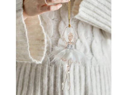 394874 bila plastova vanocni ozdoba bloomingville misty 18 cm