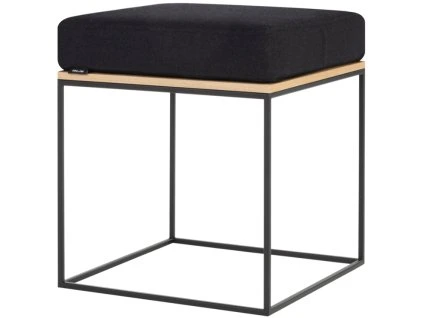 Fekete kárpitozott Feo II. puff, 40 x 40 cm