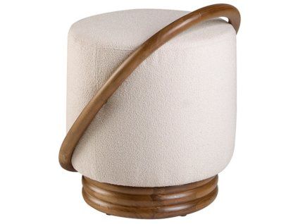 Fehér kárpitozott puff Angel Cerdá No. 5110 diófa szerkezettel