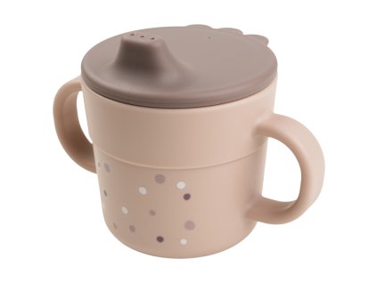 369179 ruzovy plastovy hrnecek s pitkem done by deer happy dots