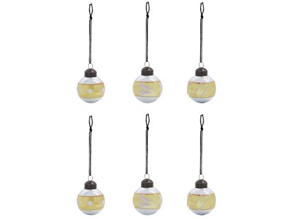 370699 3 set sesti zlatych sklenenych vanocnich ozdob glowi 4 cm