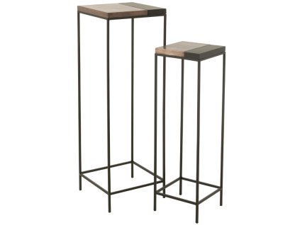 374827 5 set dvou bronzovych kovovych odkladacich stolku j line huf 41 x 41 31 x 31 cm