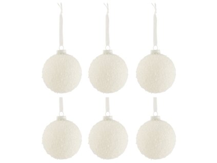431899 set sesti bilych sklenenych vanocnich ozdob j line mondria 8 cm