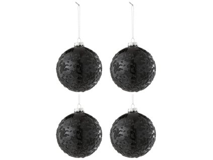432784 set ctyr cernych sklenenych vanocnich ozdob j line velvet 10 cm