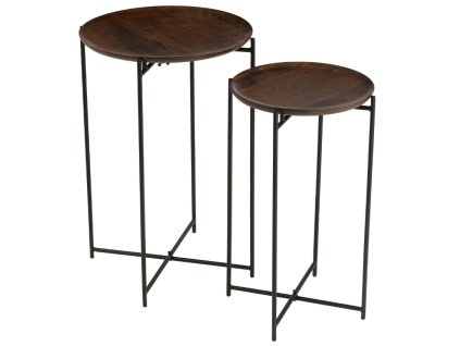 434404 1 set dvou drevenych odkladacich stolku j line sphere 31 5 39 cm