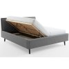 Szürke szövetből készült kétszemélyes ágy Meise Möbel Frieda 140 x 200 cm fekete lábazattal
