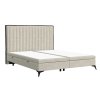 Bézs kárpitozott ADRON kétszemélyes ágy 160 x 200 cm tárolóval