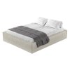 Szürkésbézs kárpitozott ALVAR L kétszemélyes ágy, 200 x 200 cm, tárolóval