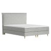 Szürke kárpitozott CALMA boxspring ágy 140 x 200 cm
