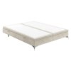 Világos bézs bársony kétszemélyes ágy FIR 200 x 200 cm tárolóval
