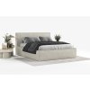 Szürkésbézs kárpitozott LOUNGE L kétszemélyes ágy 200 x 200 cm ágyneműtartóval