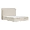 Bézs színű kárpitozott kétszemélyes ágy NOHO 160 x 200 cm tárolóval