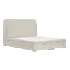 NOHO szürke-bézs kárpitozott kétszemélyes ágy, 160 x 200 cm, tárolóhellyel
