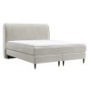 Világos bézs bársony boxspring ágy OFFO 200 x 200 cm