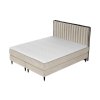 Bézs bársony boxspring ágy RHODES 160 x 200 cm
