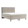 Bézs bársony boxspring ágy RHODES 160 x 200 cm