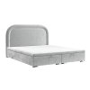 Világosszürke kárpitozott UFFIZI kétszemélyes ágy 200 x 200 cm-es tárolóval