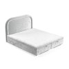 Világosszürke kárpitozott UFFIZI kétszemélyes ágy 200 x 200 cm-es tárolóval
