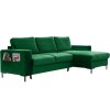 Zöld bársony sarokülő kanapé Miuform Lofty Lilly 236 cm, jobb oldali
