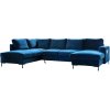 Tengerészkék bársony U alakú sarokkanapé Miuform Lofty Lilly 303 cm, balos