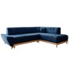 Sötétkék szövet sarok kinyitható Miuform Dazzling Daisy kanapé 253 cm, jobb oldali