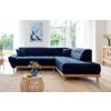 Sötétkék szövet sarok kinyitható Miuform Dazzling Daisy kanapé 253 cm, jobb oldali