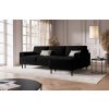 MIDACONI Scott fekete, bársony sarokkanapé, ágyazható, 212 cm, jobb oldali