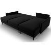 MIDACONI Scott fekete, bársony sarokkanapé, ágyazható, 212 cm, jobb oldali